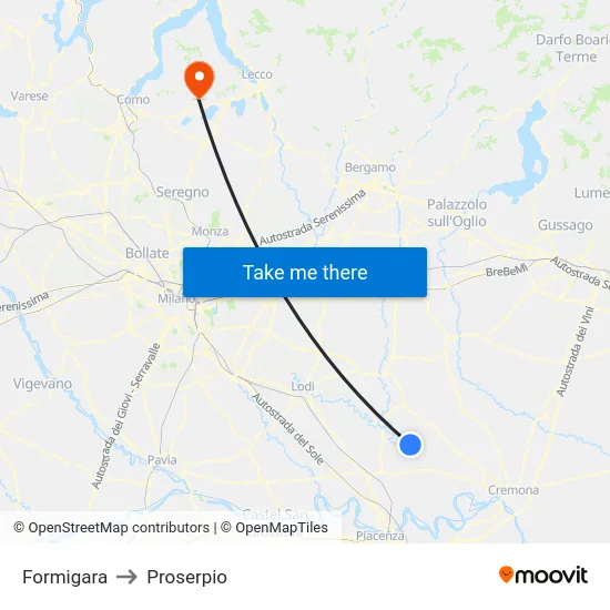 Formigara to Proserpio map