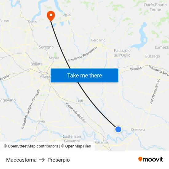 Maccastorna to Proserpio map