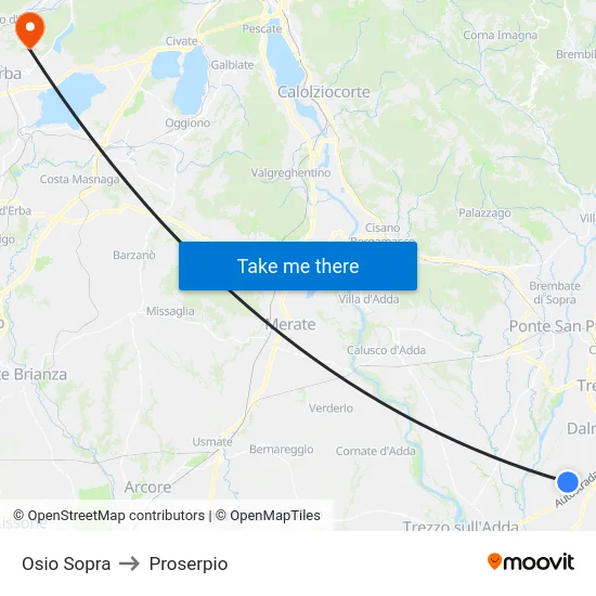 Osio Sopra to Proserpio map