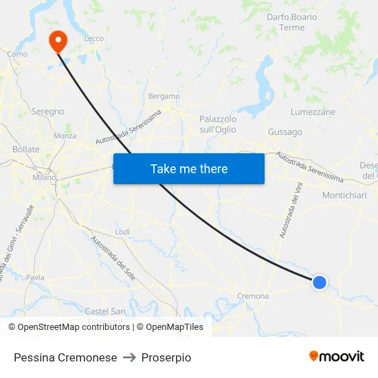 Pessina Cremonese to Proserpio map