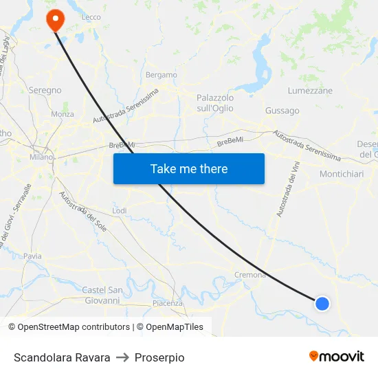 Scandolara Ravara to Proserpio map