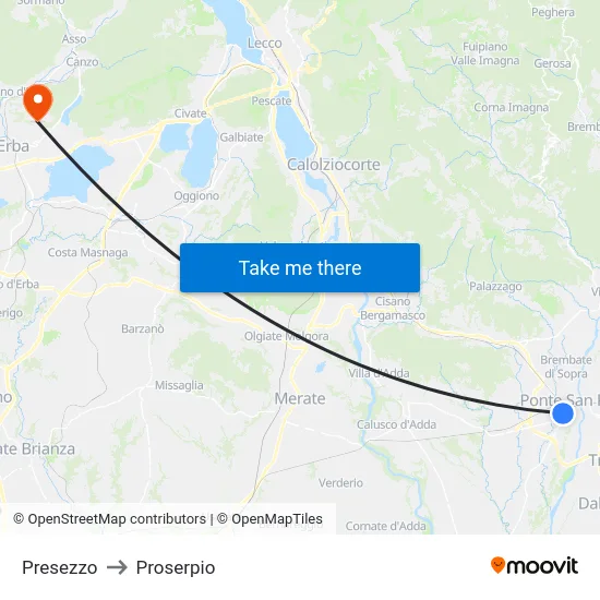 Presezzo to Proserpio map