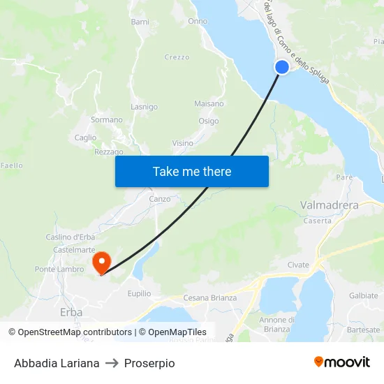 Abbadia Lariana to Proserpio map