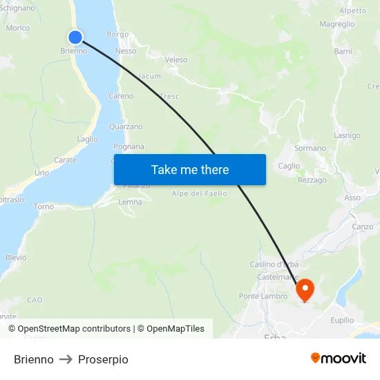 Brienno to Proserpio map