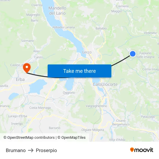 Brumano to Proserpio map