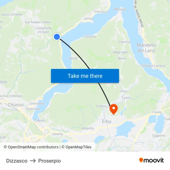 Dizzasco to Proserpio map