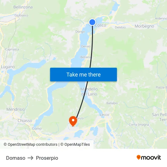 Domaso to Proserpio map