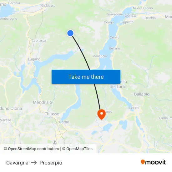Cavargna to Proserpio map