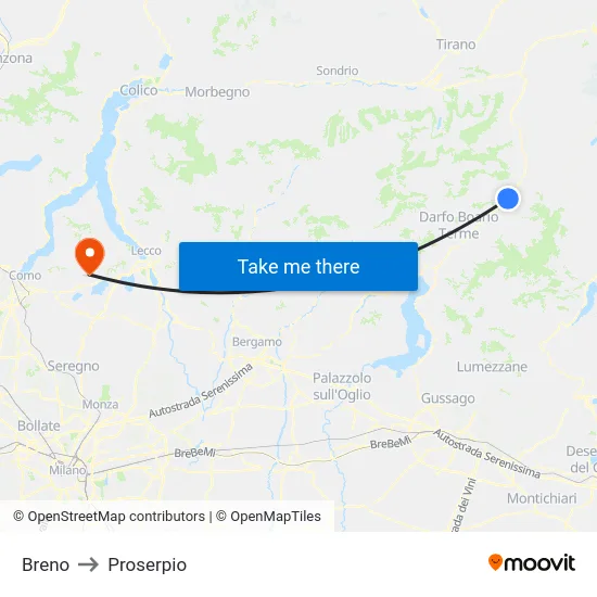 Breno to Proserpio map