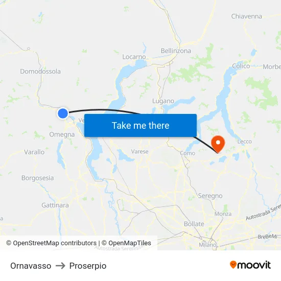 Ornavasso to Proserpio map