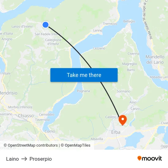 Laino to Proserpio map