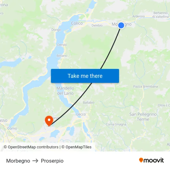 Morbegno to Proserpio map