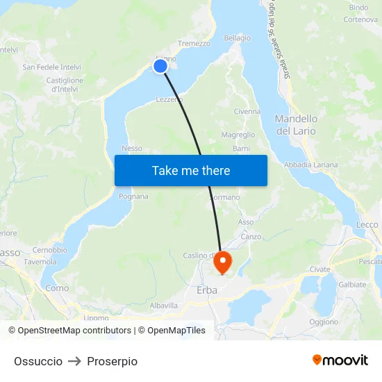 Ossuccio to Proserpio map