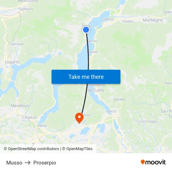 Musso to Proserpio map