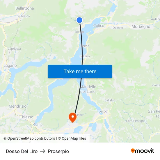 Dosso Del Liro to Proserpio map
