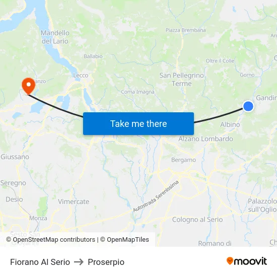 Fiorano al Serio to Proserpio map