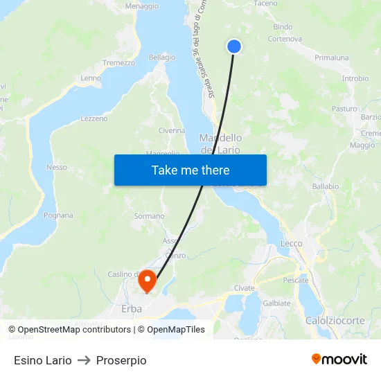 Esino Lario to Proserpio map