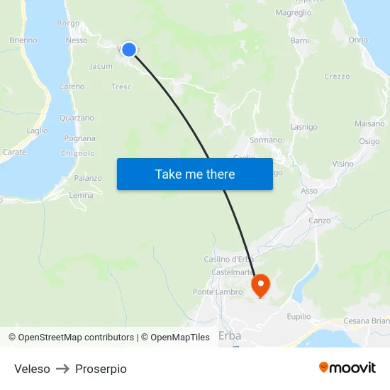 Veleso to Proserpio map