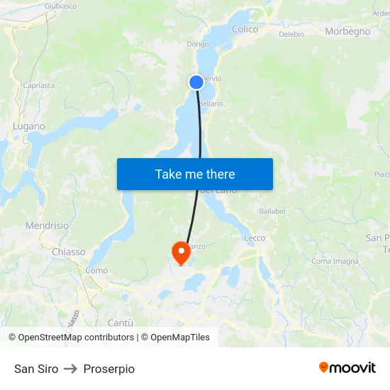 San Siro to Proserpio map