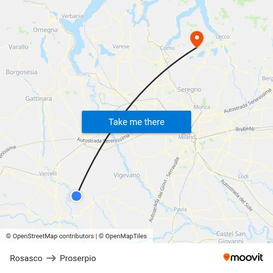 Rosasco to Proserpio map