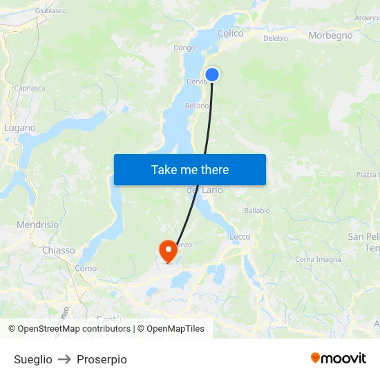 Sueglio to Proserpio map