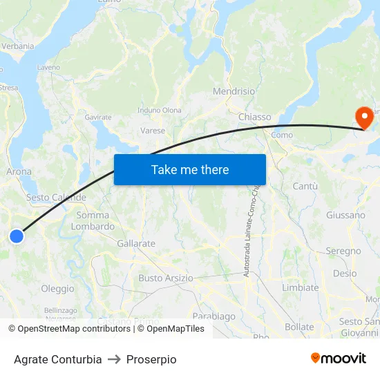 Agrate Conturbia to Proserpio map