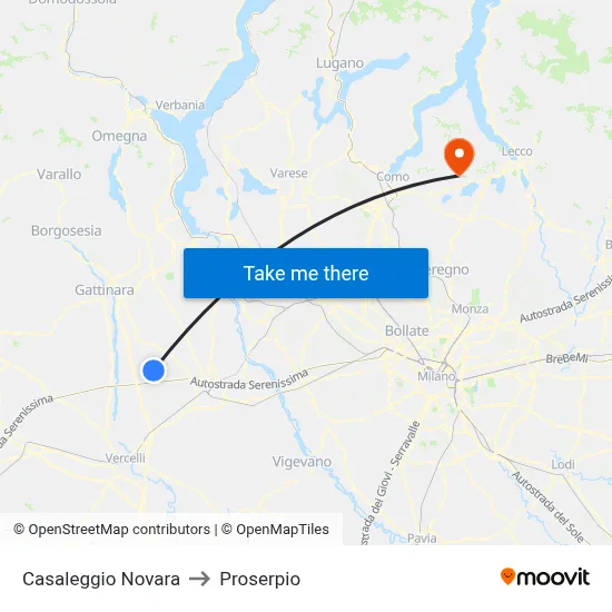 Casaleggio Novara to Proserpio map