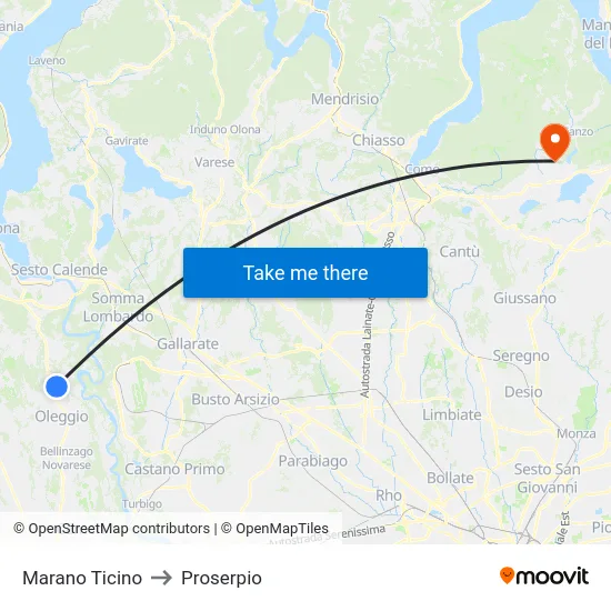 Marano Ticino to Proserpio map