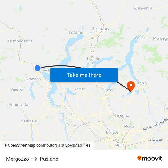 Mergozzo to Pusiano map