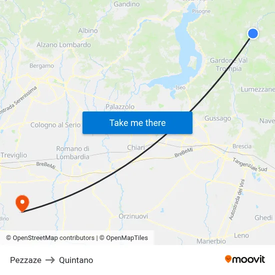 Pezzaze to Quintano map