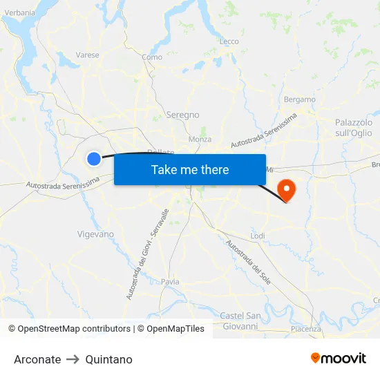 Arconate to Quintano map
