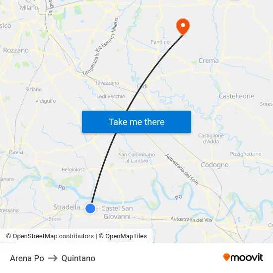 Arena Po to Quintano map