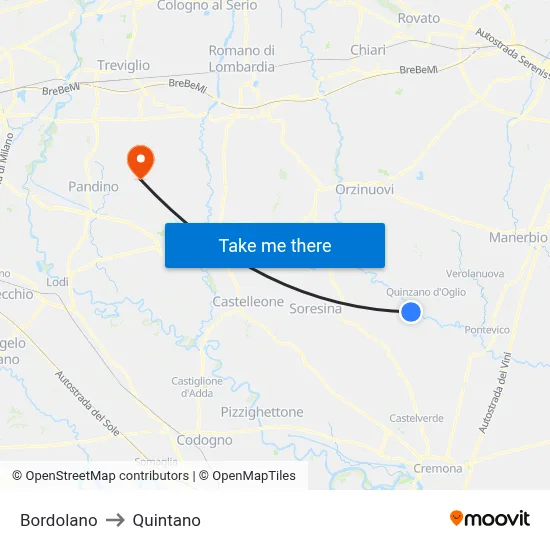 Bordolano to Quintano map