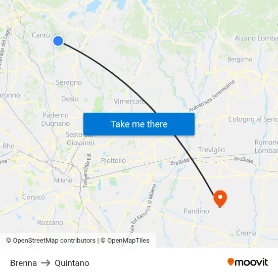 Brenna to Quintano map