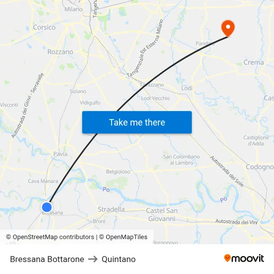 Bressana Bottarone to Quintano map