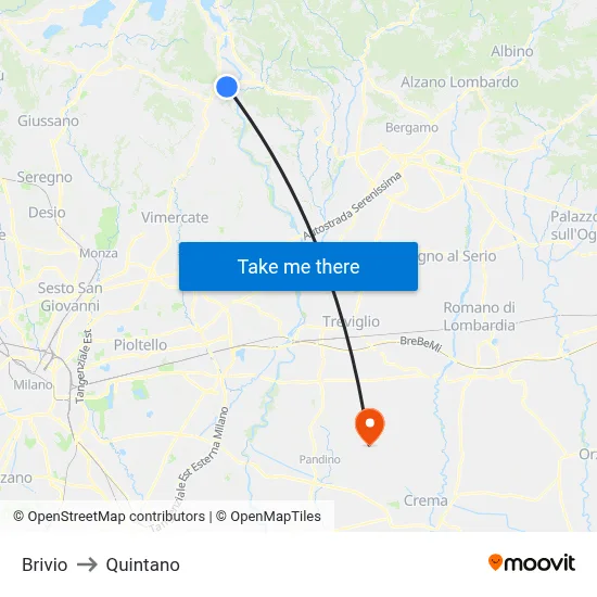 Brivio to Quintano map