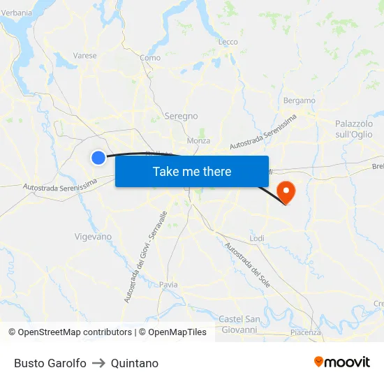 Busto Garolfo to Quintano map