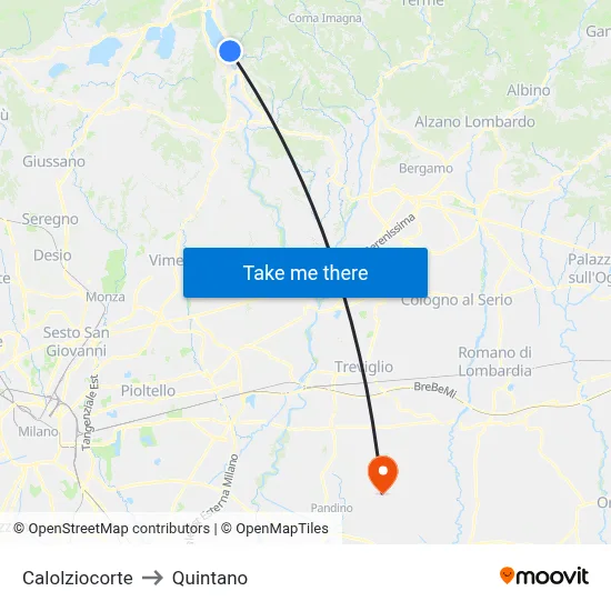 Calolziocorte to Quintano map