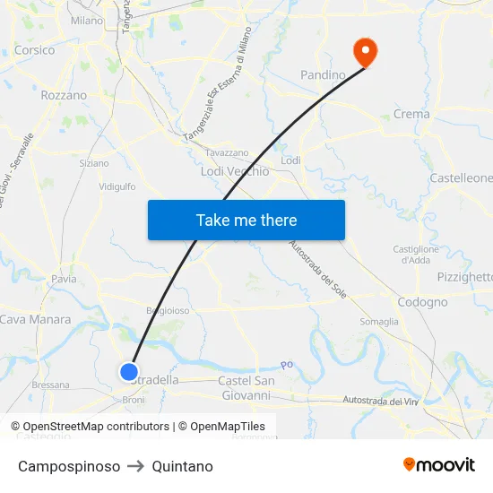 Campospinoso to Quintano map