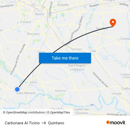Carbonara Al Ticino to Quintano map