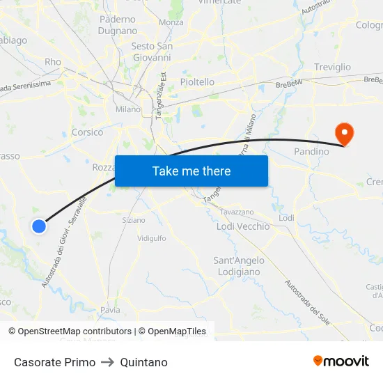 Casorate Primo to Quintano map
