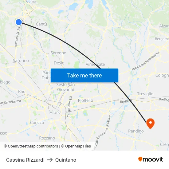 Cassina Rizzardi to Quintano map