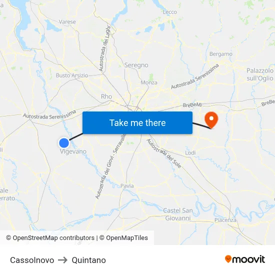 Cassolnovo to Quintano map