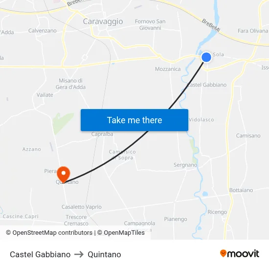 Castel Gabbiano to Quintano map