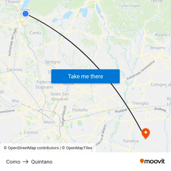 Como to Quintano map