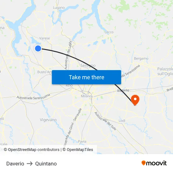 Daverio to Quintano map