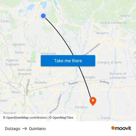 Dolzago to Quintano map