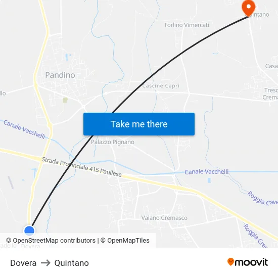Dovera to Quintano map