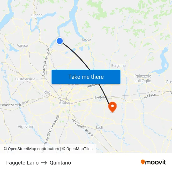 Faggeto Lario to Quintano map