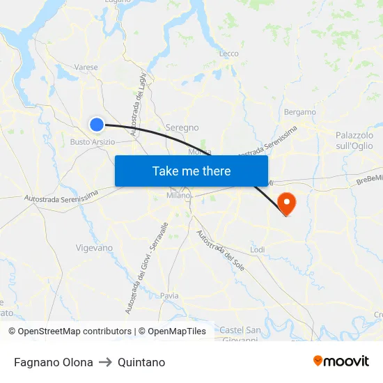 Fagnano Olona to Quintano map
